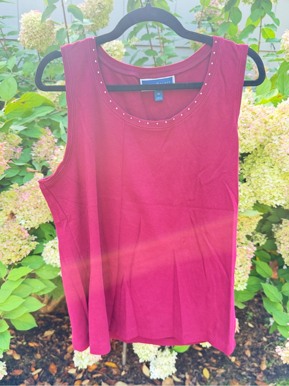 Worthington Women's Garnet Sleeveless Stud-Trim Tank Top